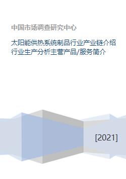 太阳能供热系统制品行业产业链介绍行业生产分析主营产品 服务简介